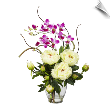 Peony & Orchid Silk Flower Arrangement