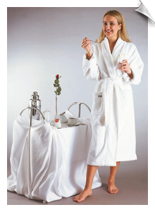 Womens Deluxe Cotton Bathrobe, White Womens Deluxe Cotton Bathrobe, White