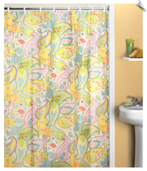 Cool Pastel Paisley Fabric Shower Curtain