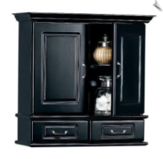 Wall Cabinet With Wood Doors BLACK